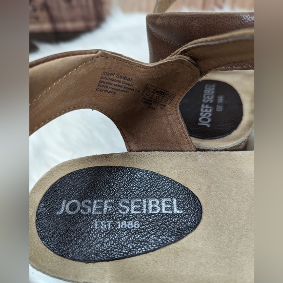 Josef Seibel Clea 09 Women’s Sandals Black Leather Wedge Cork, size 42 NWOB - Picture 5 of 8